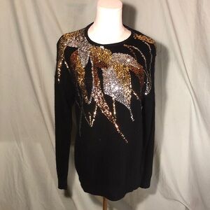 Silk & Angora Blend Vintage 80”s Black Sequin Sweater